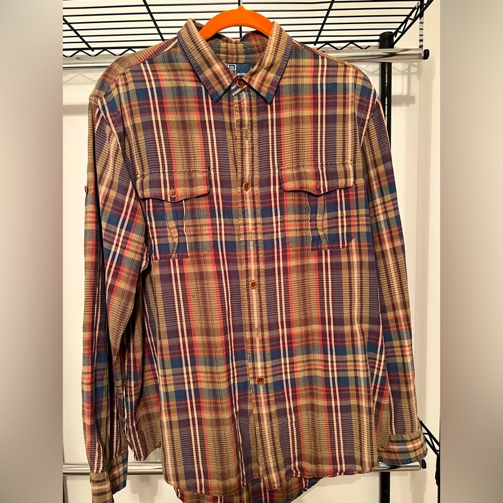 Polo by Ralph Lauren Mens Long Sleeve Green Plaid Linen/Silk Blend XL